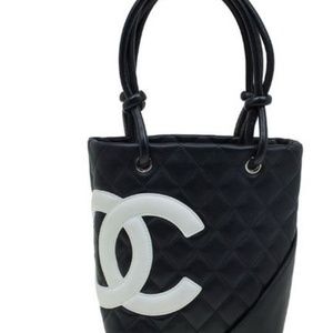 Authentic Chanel Black Quilted Cambon Bucket Tote